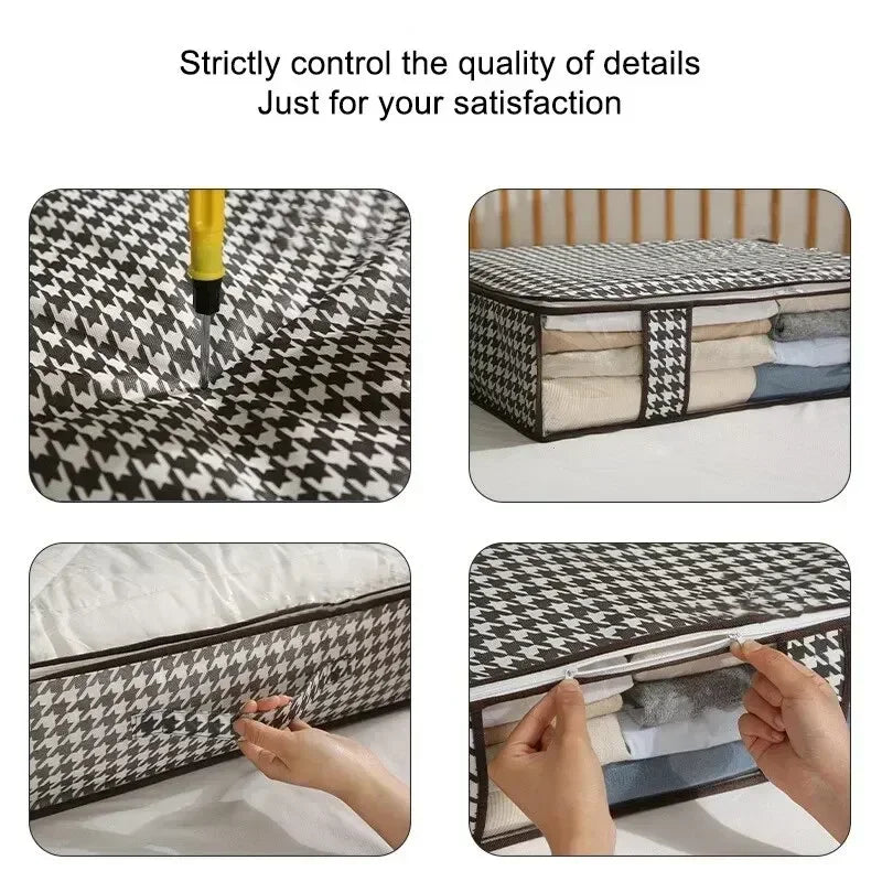 Houndstooth Quilt Storage Bag - Relaxing Cozy Home