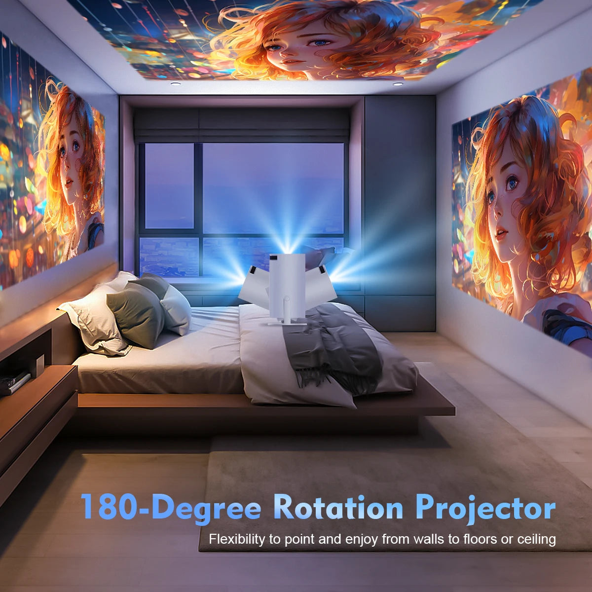 Magcubic 4K Projector HY300 PRO - Relaxing Cozy Home