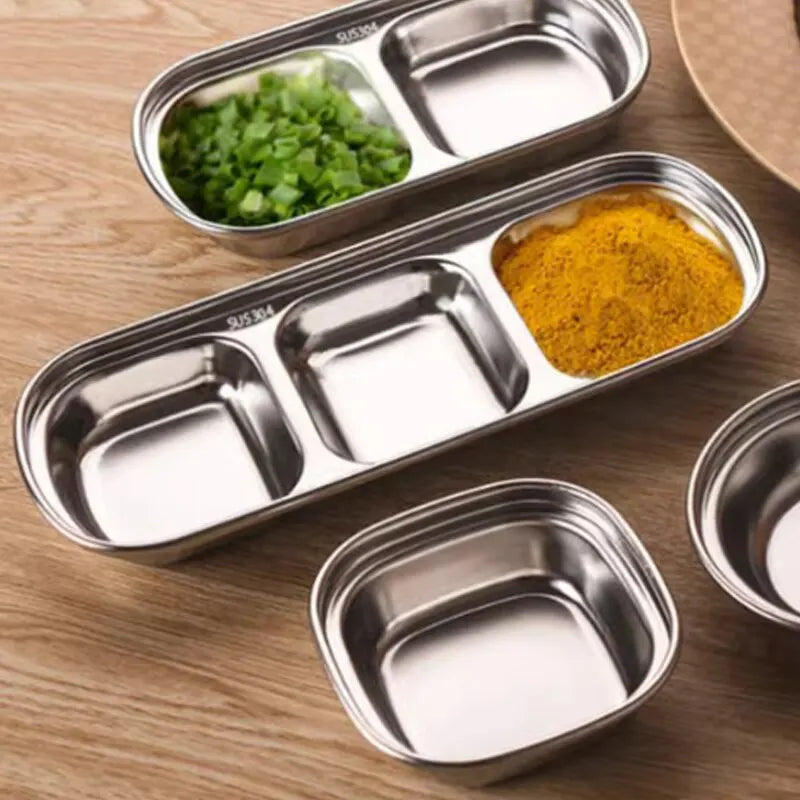 Stainless Steel Divided Dip Bowls - Relaxing Cozy Home